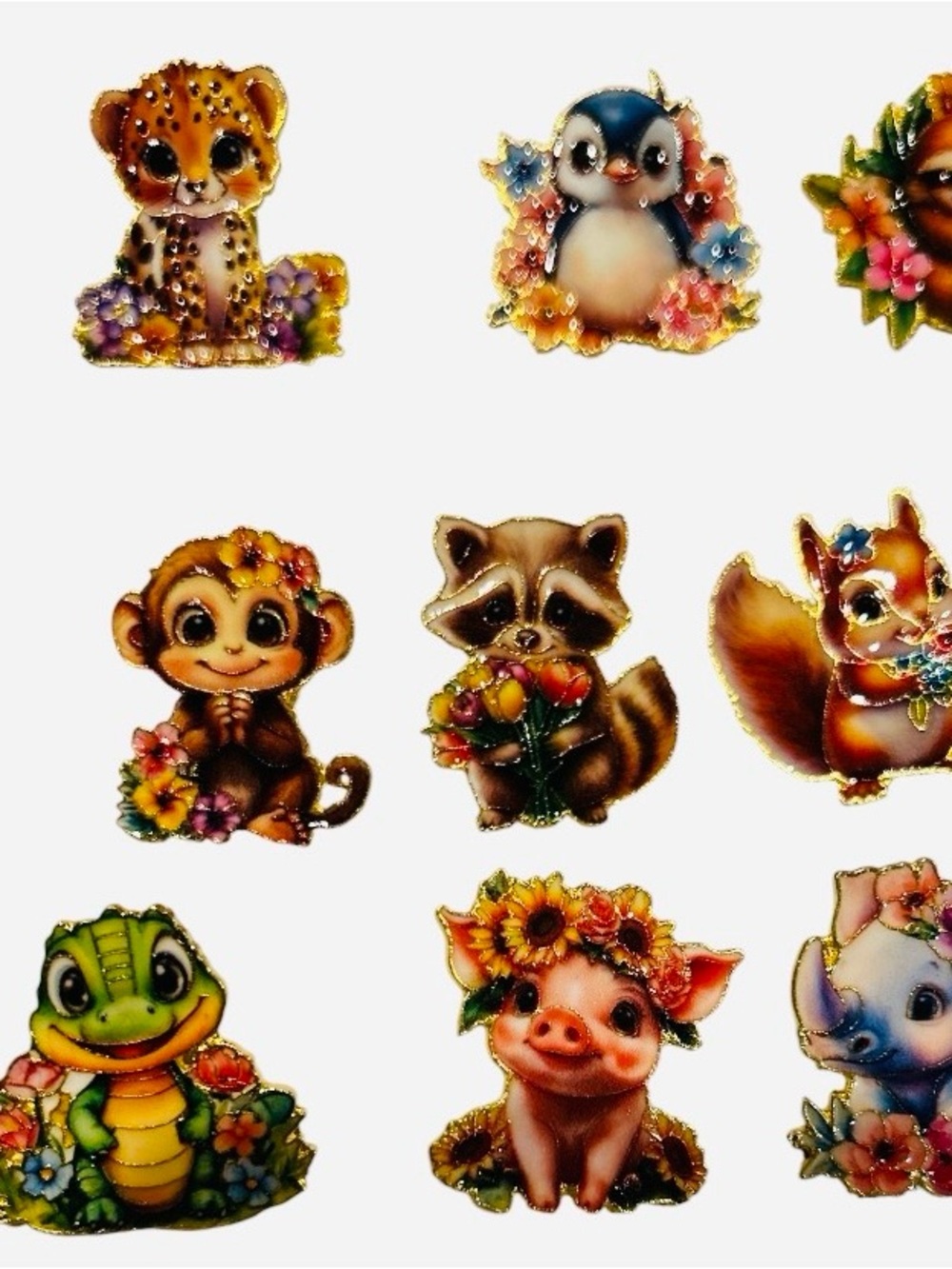 Cute Floral Assorted Baby Animal Pins - Picture 2 of 5